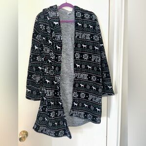 PINK Victoria's Secret Festive Black and White Robe